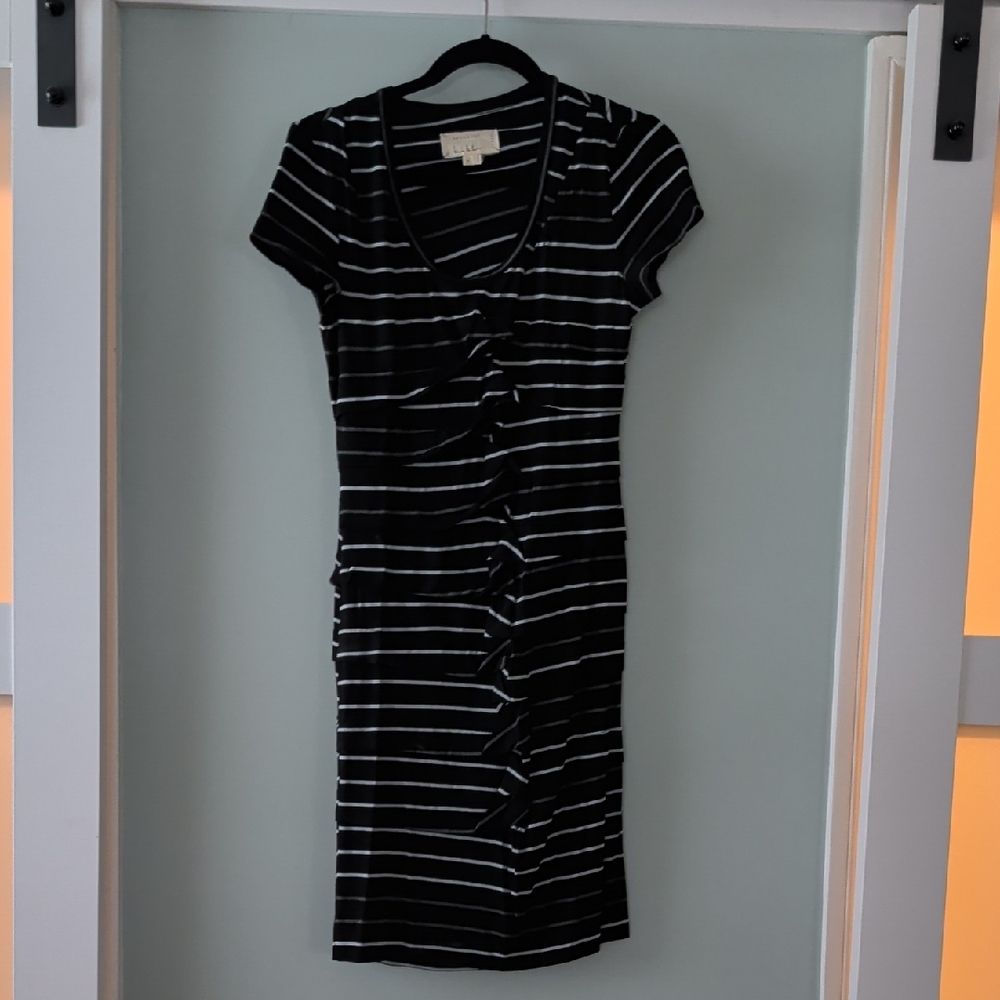 Nicole Miller Black and White Striped Mini Dress